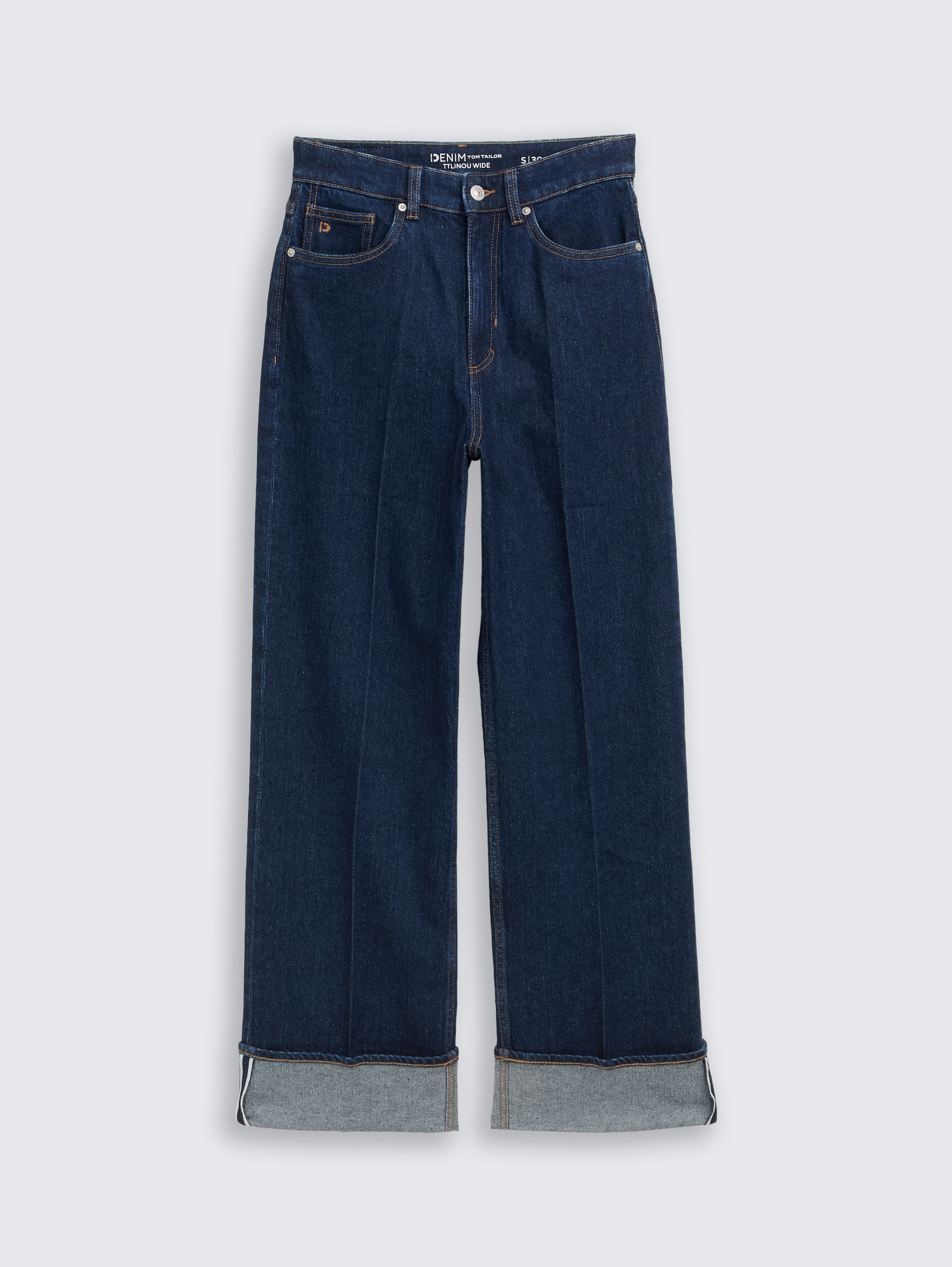 TTLINOU WIDE High Waist Jeans mit Turn-Up - Rinsed Blue Denim - Vorder-Produkt-Ansicht