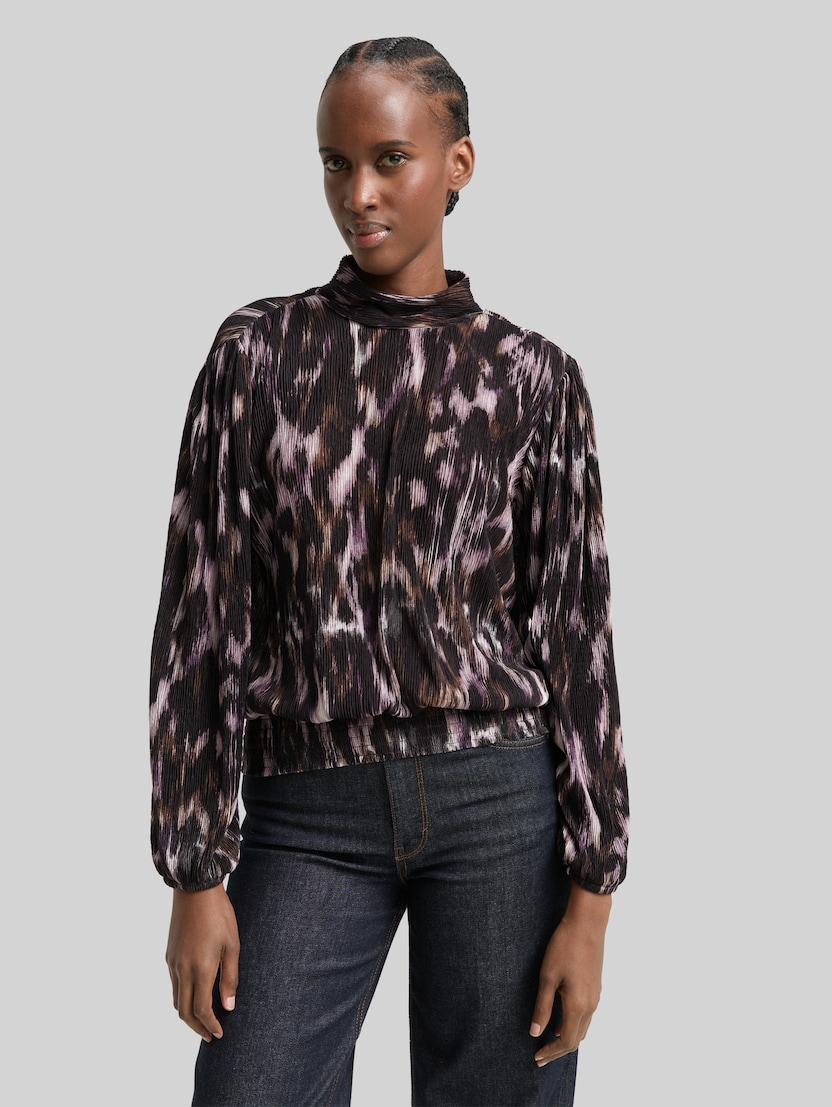 Loose Fit Blusenshirt mit Muster von Denim Female, black brown abstract print