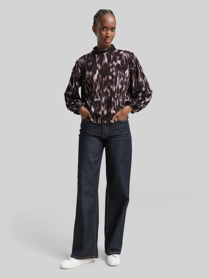 Loose Fit Blusenshirt mit Muster von Denim Female, black brown abstract print