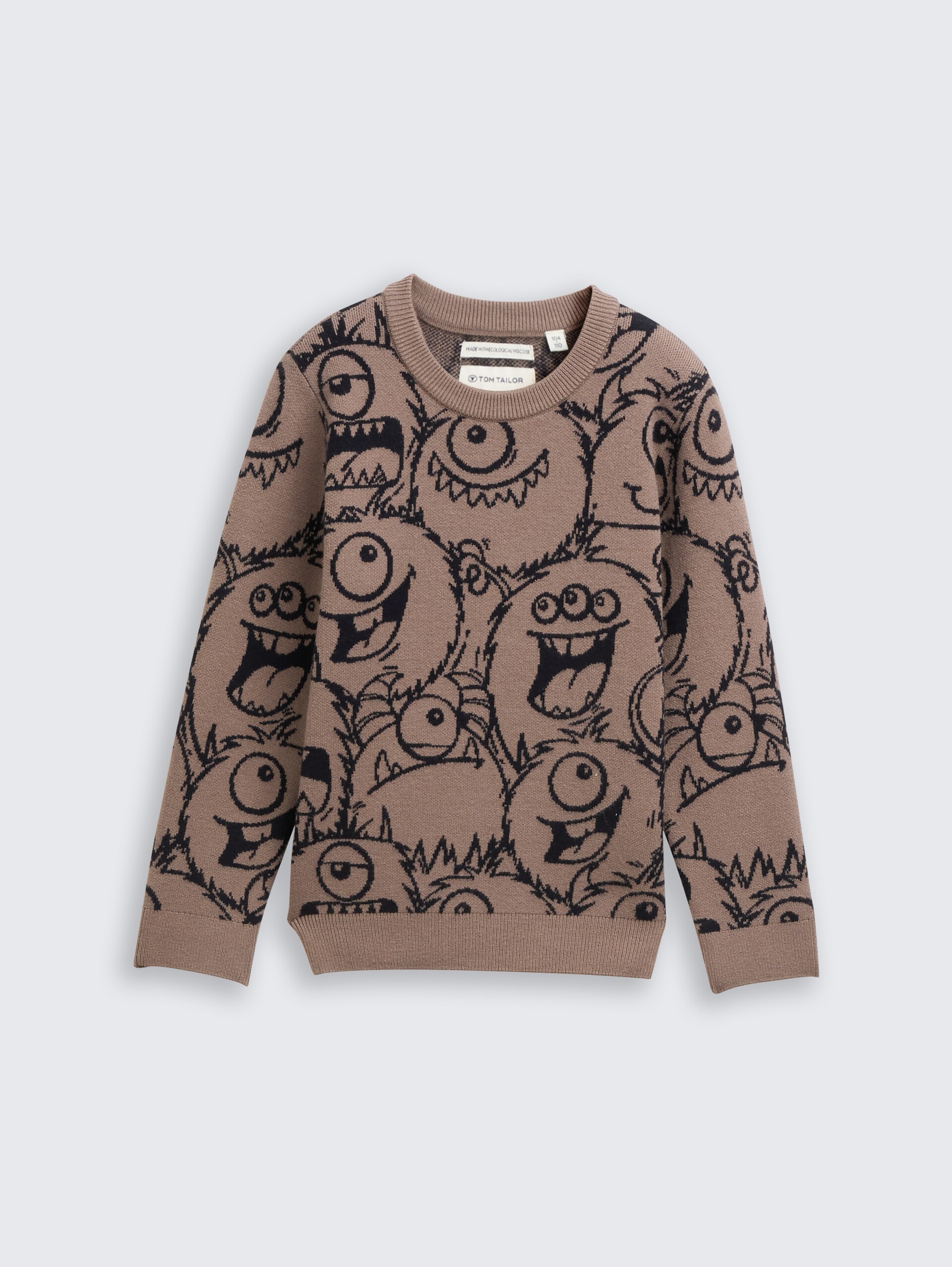 Strickpullover mit Allover-Print - dark blue monster knit design