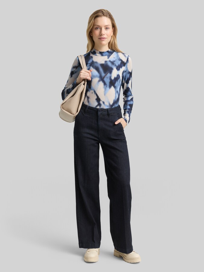 Slim Fit Langarmshirt mit Muster von Women, blue blurry argyle