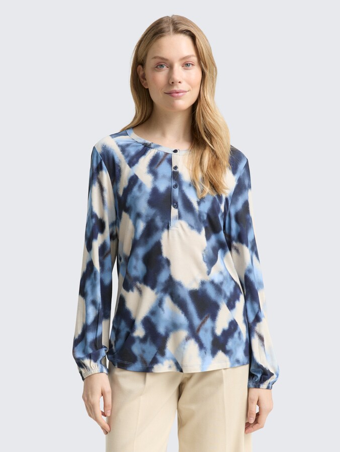 Patterned blouse shirt by Women, blue blurry argyle
