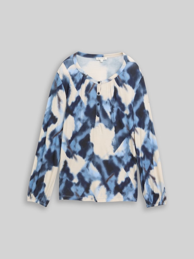 Patterned blouse-style T-shirt by Women, blue blurry argyle