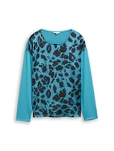 Sélectionné, Chemise ample à manches longues et imprimé léopard par Tom Tailor, bleu