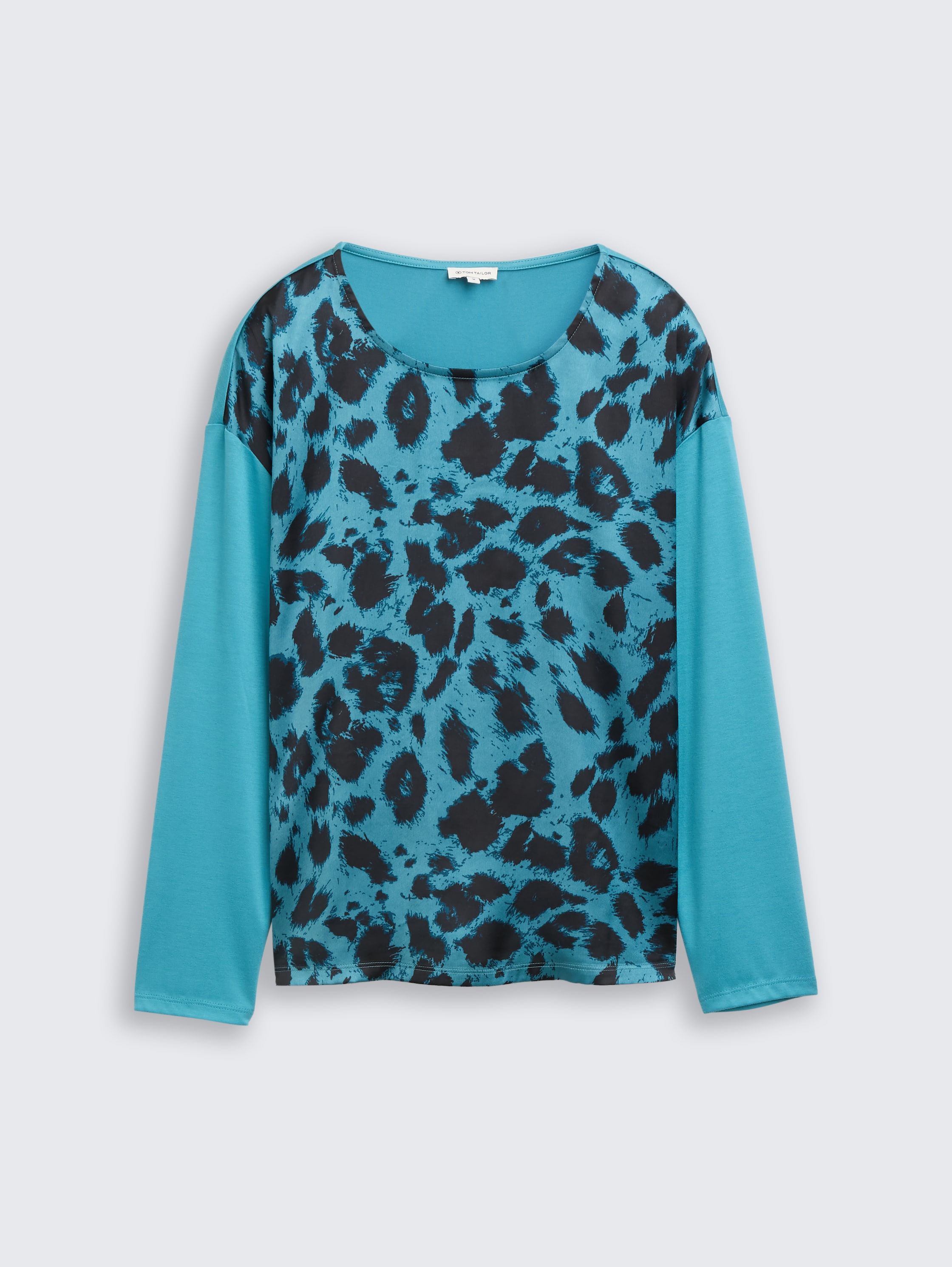 Losvallend shirt met lange mouwen en luipaardprint - petrol_black_big_leo_print - 