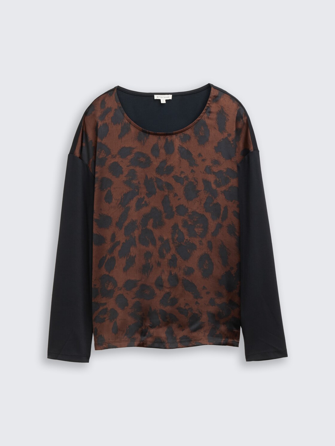 Loose Fit Langarmshirt mit Leo-Print - brown black big leo print - Vorder-Produkt-Ansicht