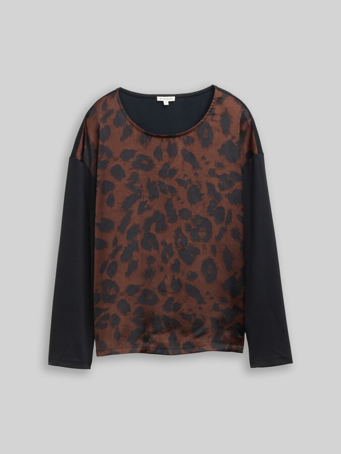 Loose Fit Langarmshirt mit Leo-Print von Women, brown black big leo print