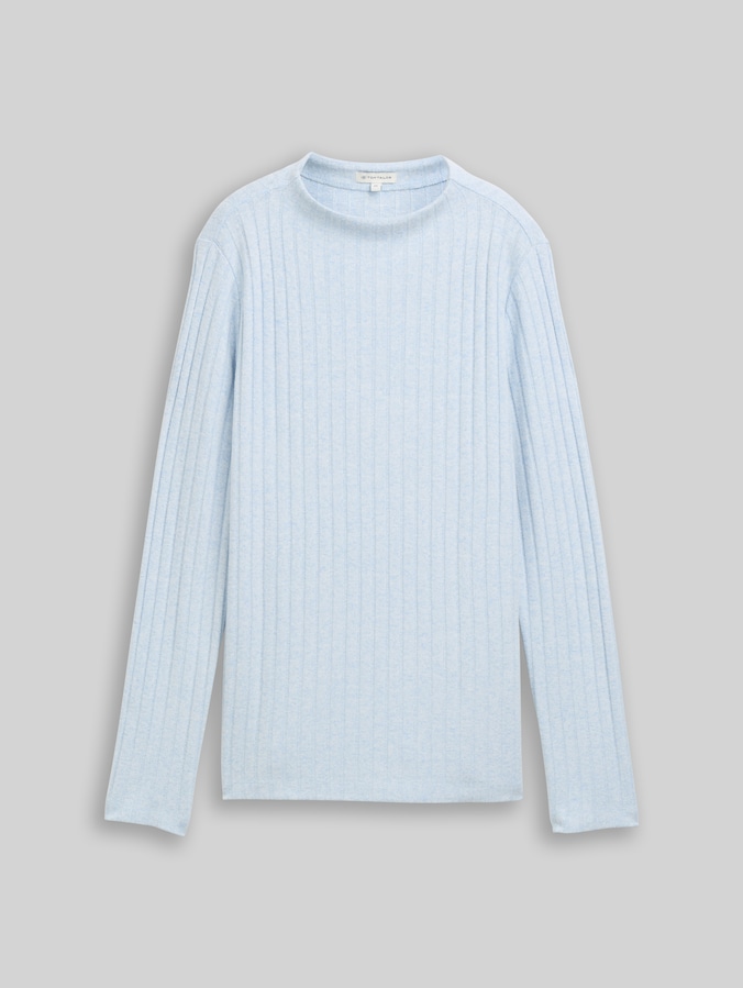 Cosy Langarmshirt mit Stehkragen von Women, light fjord blue melange
