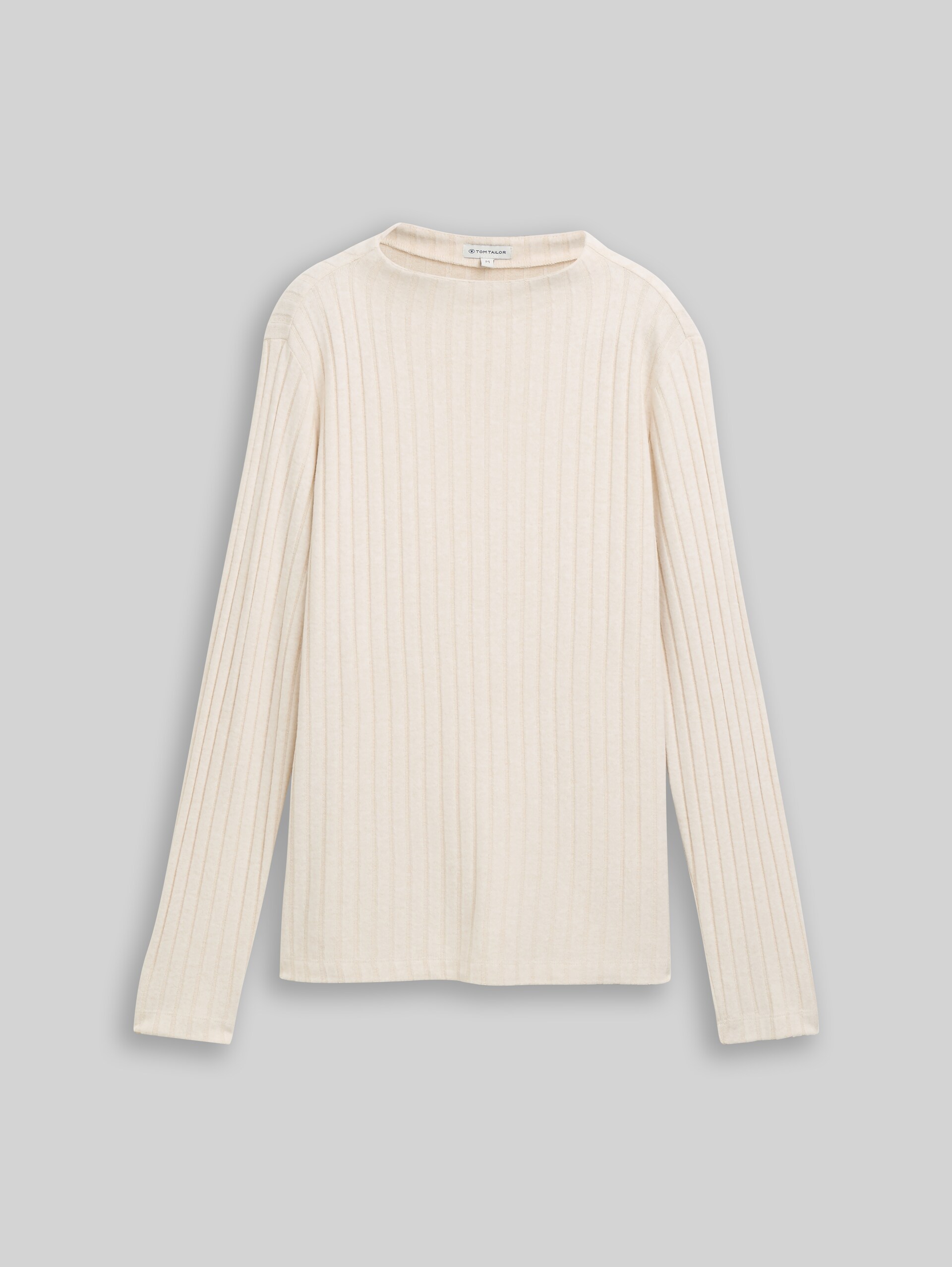 Cosy Langarmshirt mit Stehkragen - sand stone beige melange - Vorder-Produkt-Ansicht