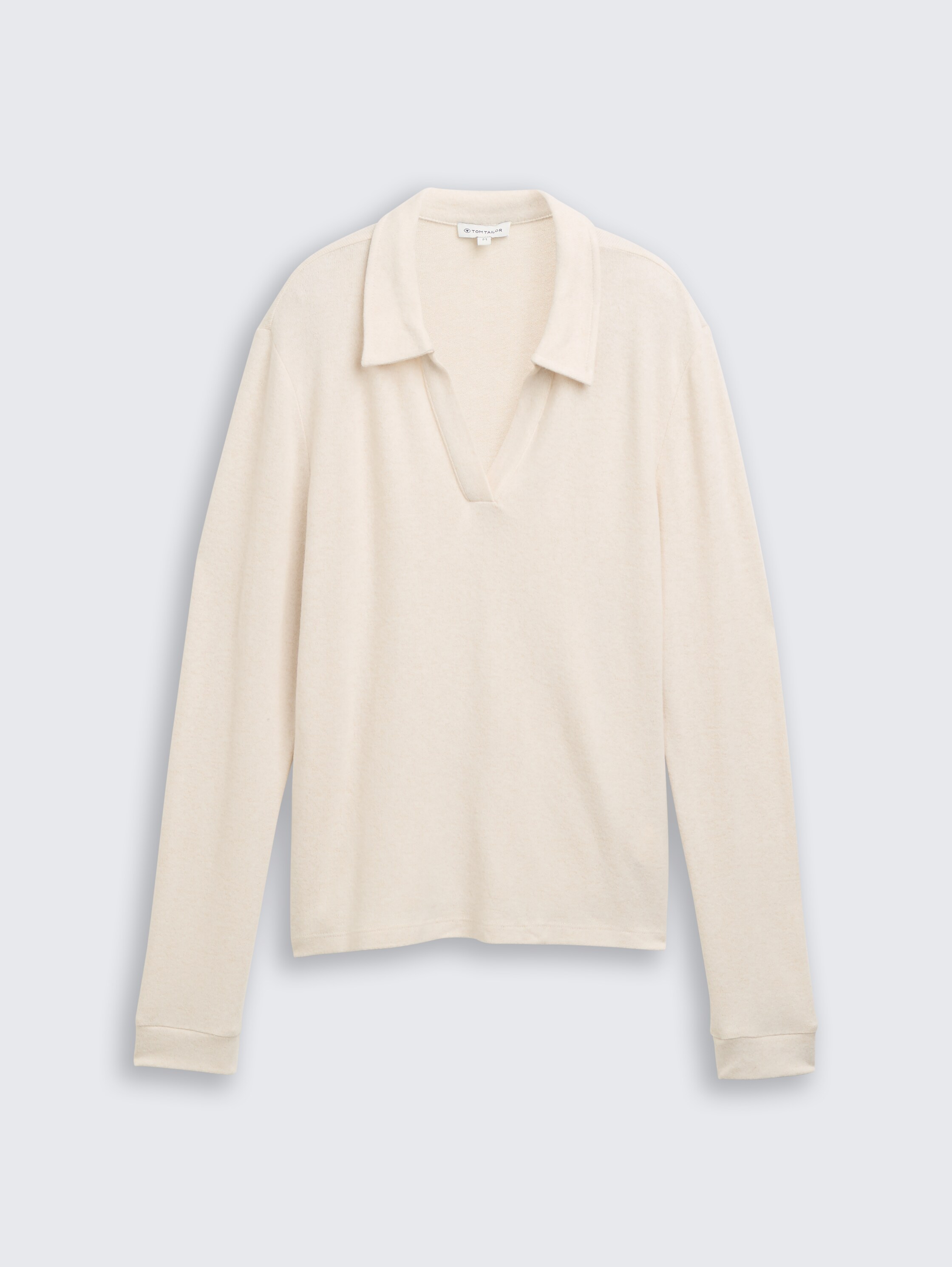 Cosy Langarmshirt mit Polokragen - sand_stone_beige_melange - 