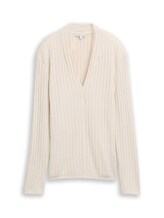 Ausgewählt, Cosy Langarmshirt mit V-Ausschnitt von Tom Tailor, beige