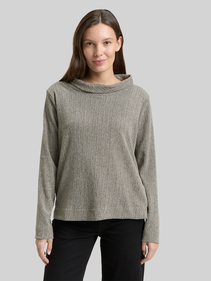 Long-sleeved top with a roll neck by Women, beige black structure