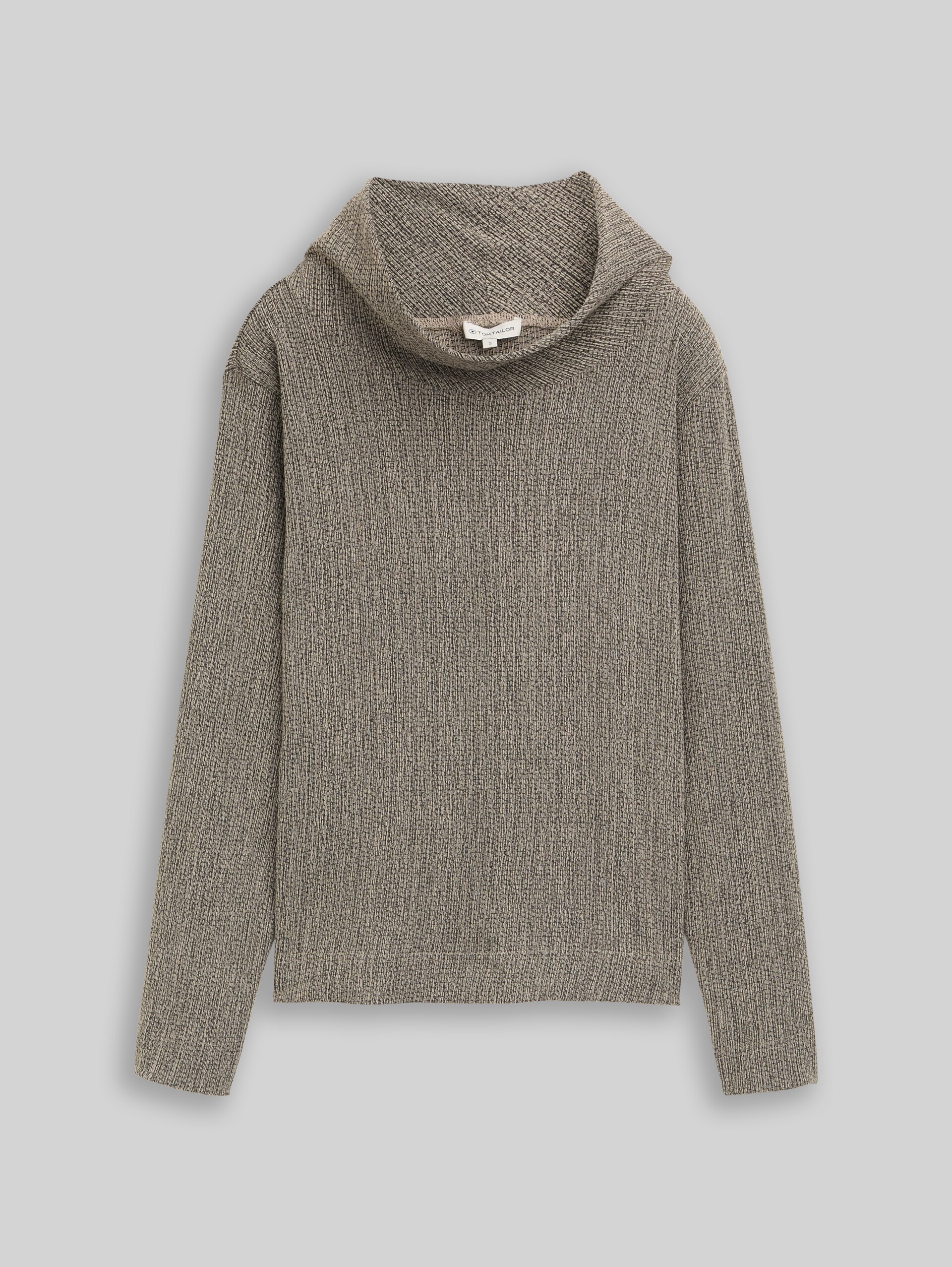 Langarmshirt mit Rollkragen - beige black structure - Vorder-Produkt-Ansicht