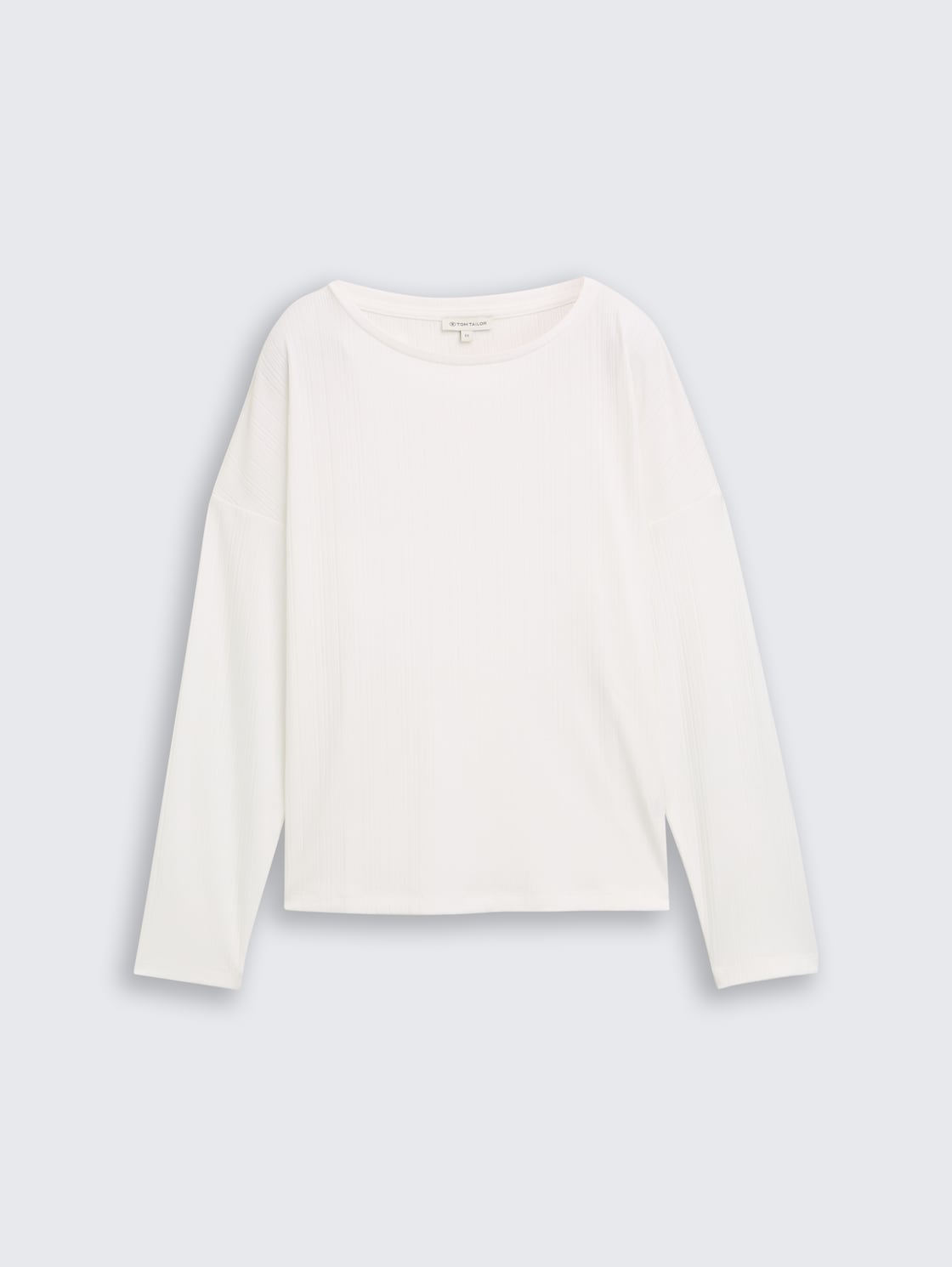 Loose Fit Langarmshirt mit Rippstruktur - Whisper White - Vorder-Produkt-Ansicht