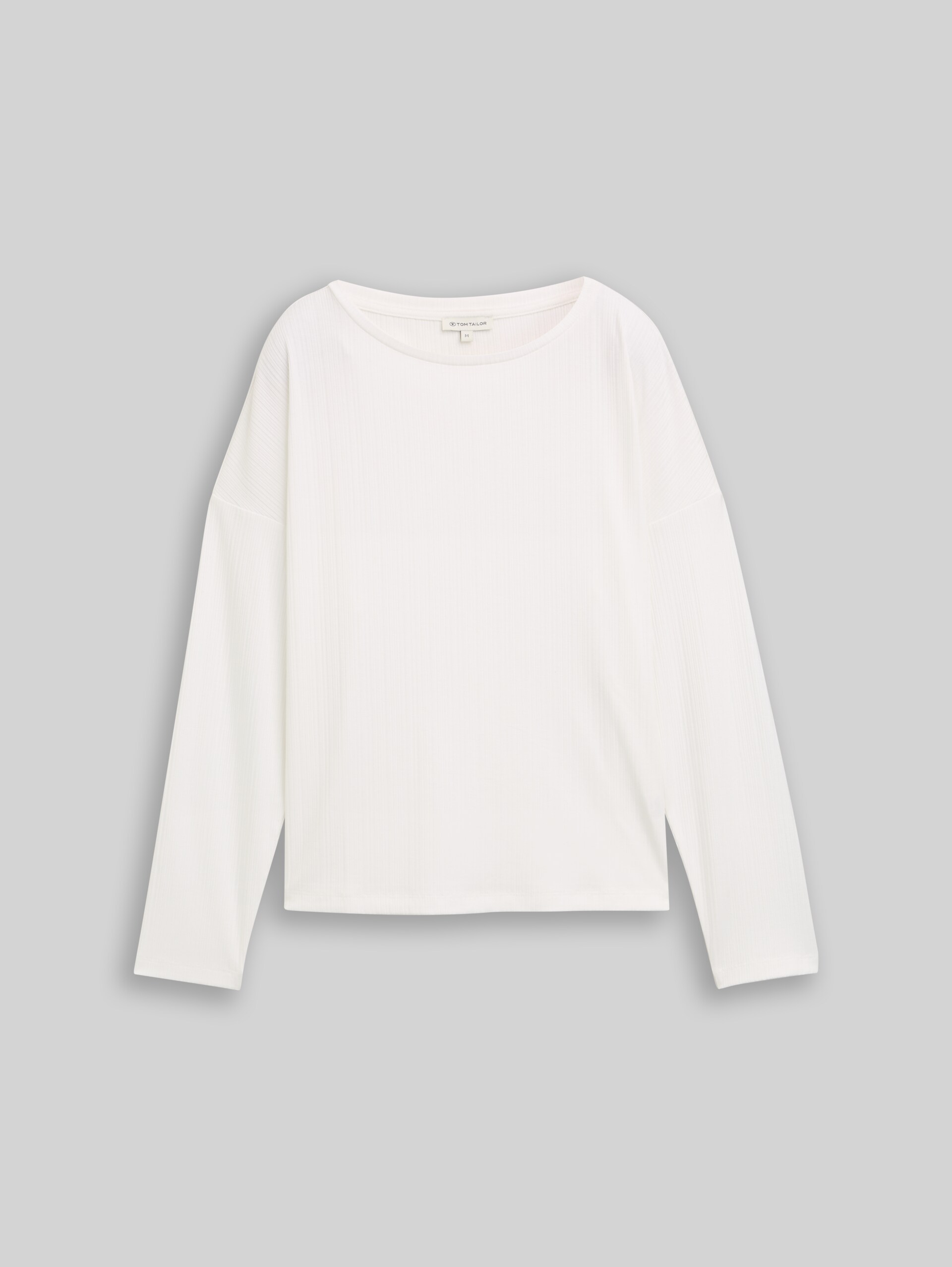 Loose fit long-sleeved shirt with ribbed texture - Whisper White - Front product view