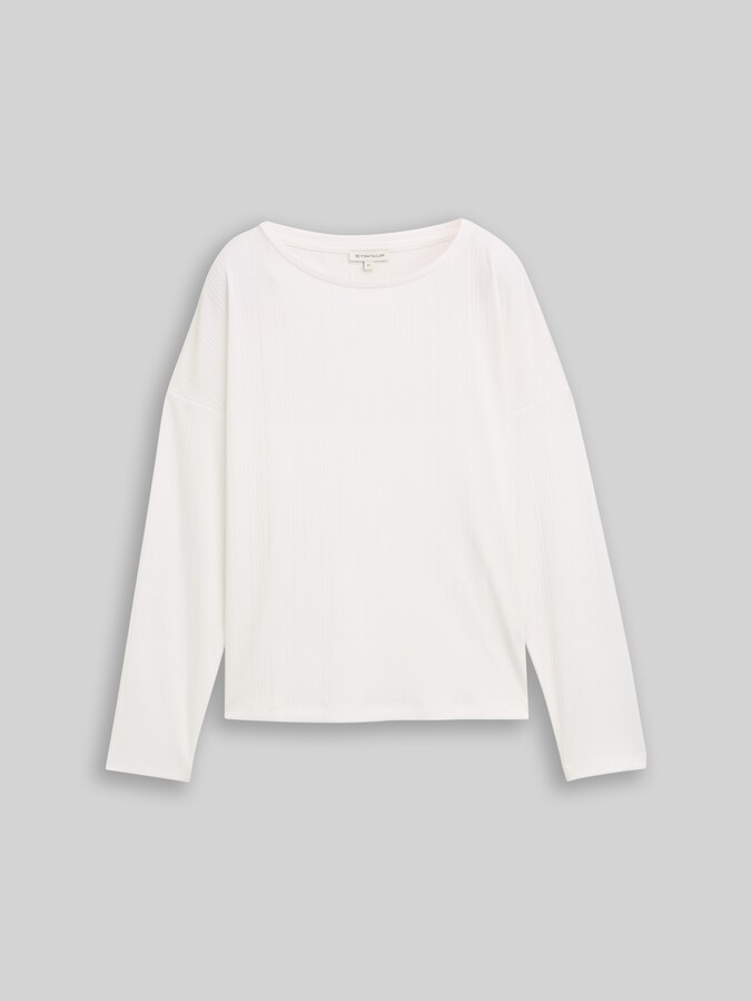 Loose Fit Langarmshirt mit Rippstruktur von Women, Whisper White
