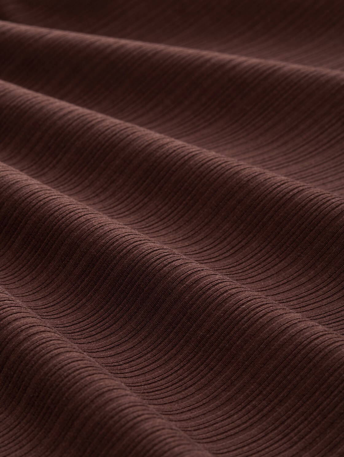 Loose Fit Langarmshirt mit Rippstruktur - dark pecan brown - Material-Ansicht