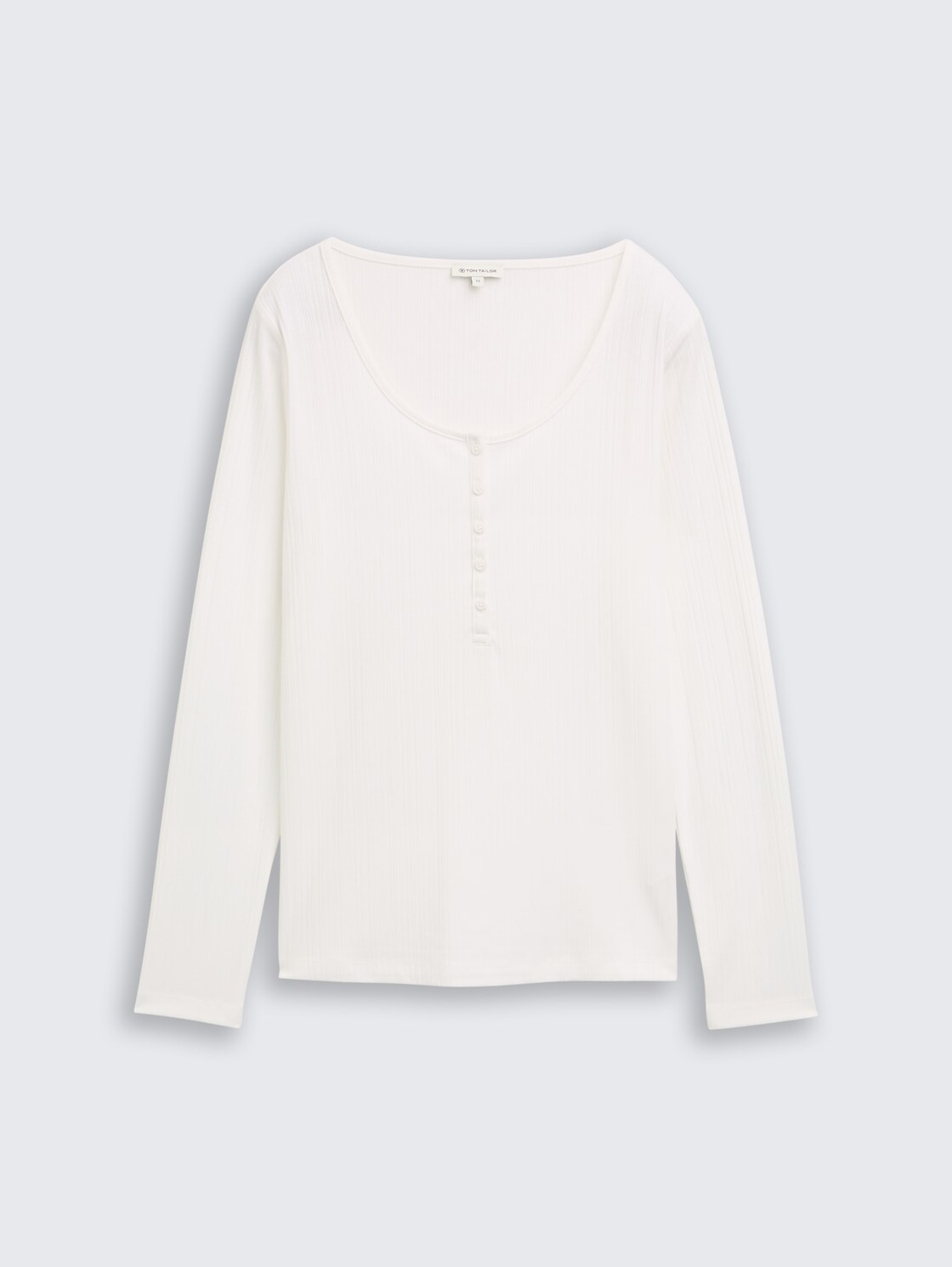 Slim Fit Henley Langarmshirt - Whisper White - Vorder-Produkt-Ansicht