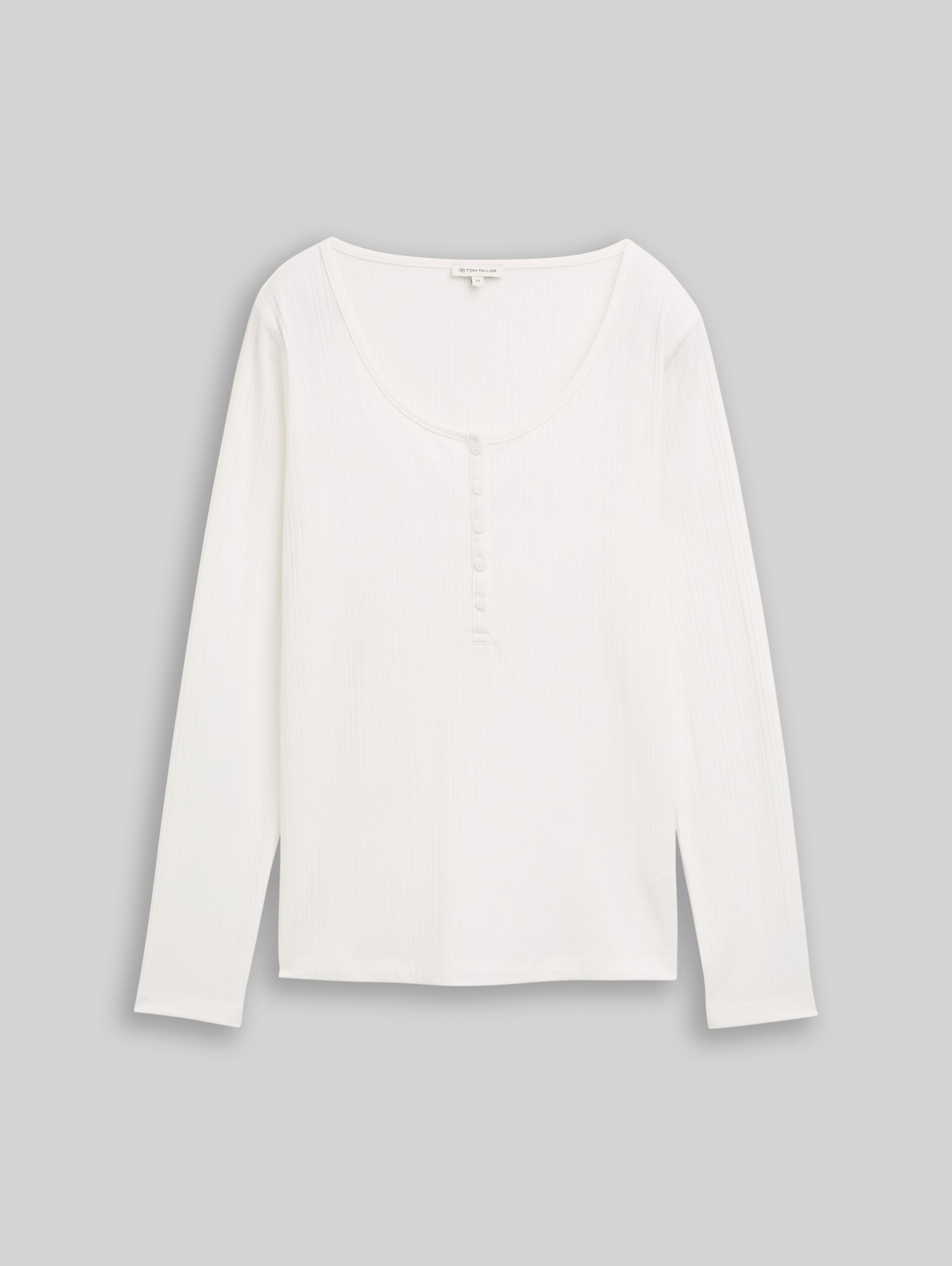 Slim fit Henley long-sleeved shirt - Whisper White - Front product view