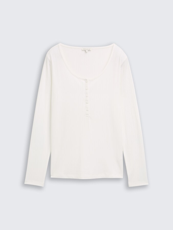 Slim Fit Henley Langarmshirt von Women, Whisper White