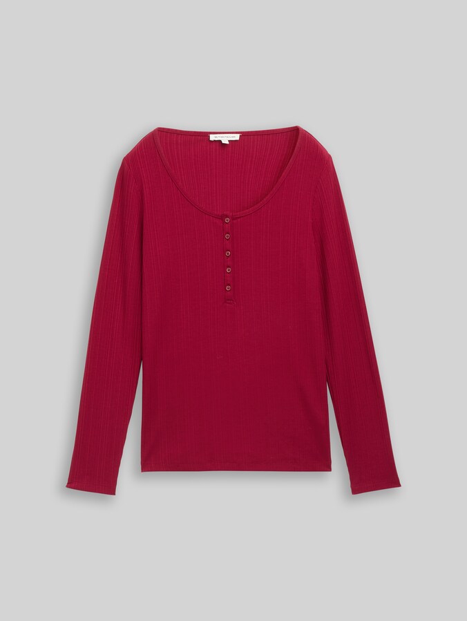 Slim fit Henley-shirt met lange mouwen door Women, Rumba Red