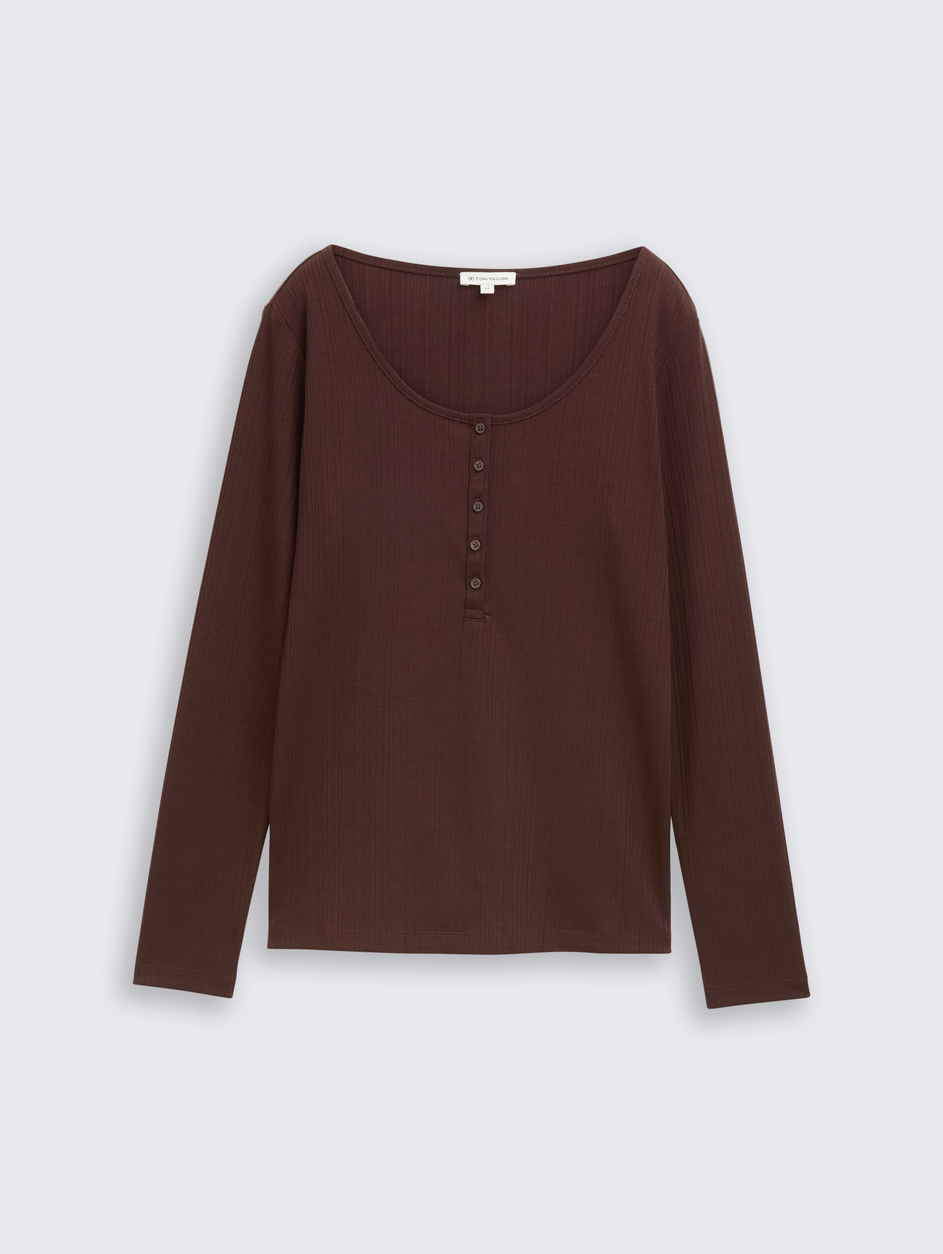 Slim Fit Henley Langarmshirt - dark pecan brown - Vorder-Produkt-Ansicht