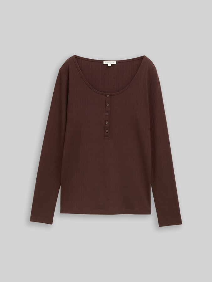 Slim Fit Henley Langarmshirt von Women, dark pecan brown