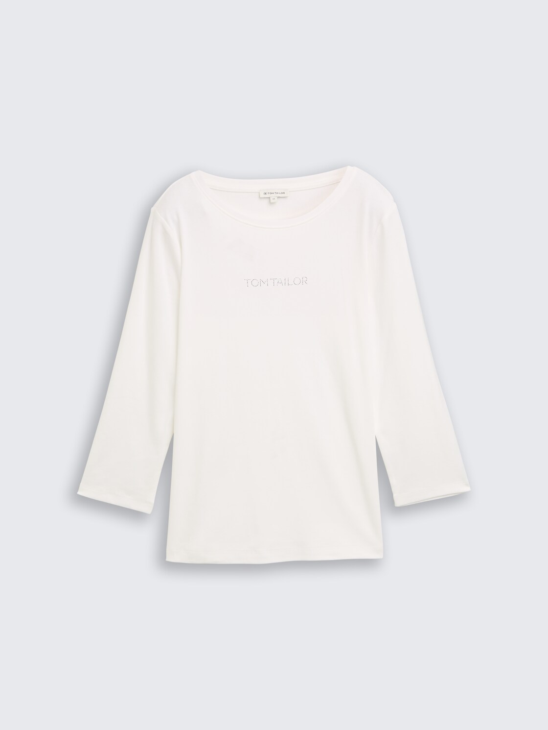 Slim Fit Langarmshirt mit Glitzer-Logo - Whisper White - Vorder-Produkt-Ansicht