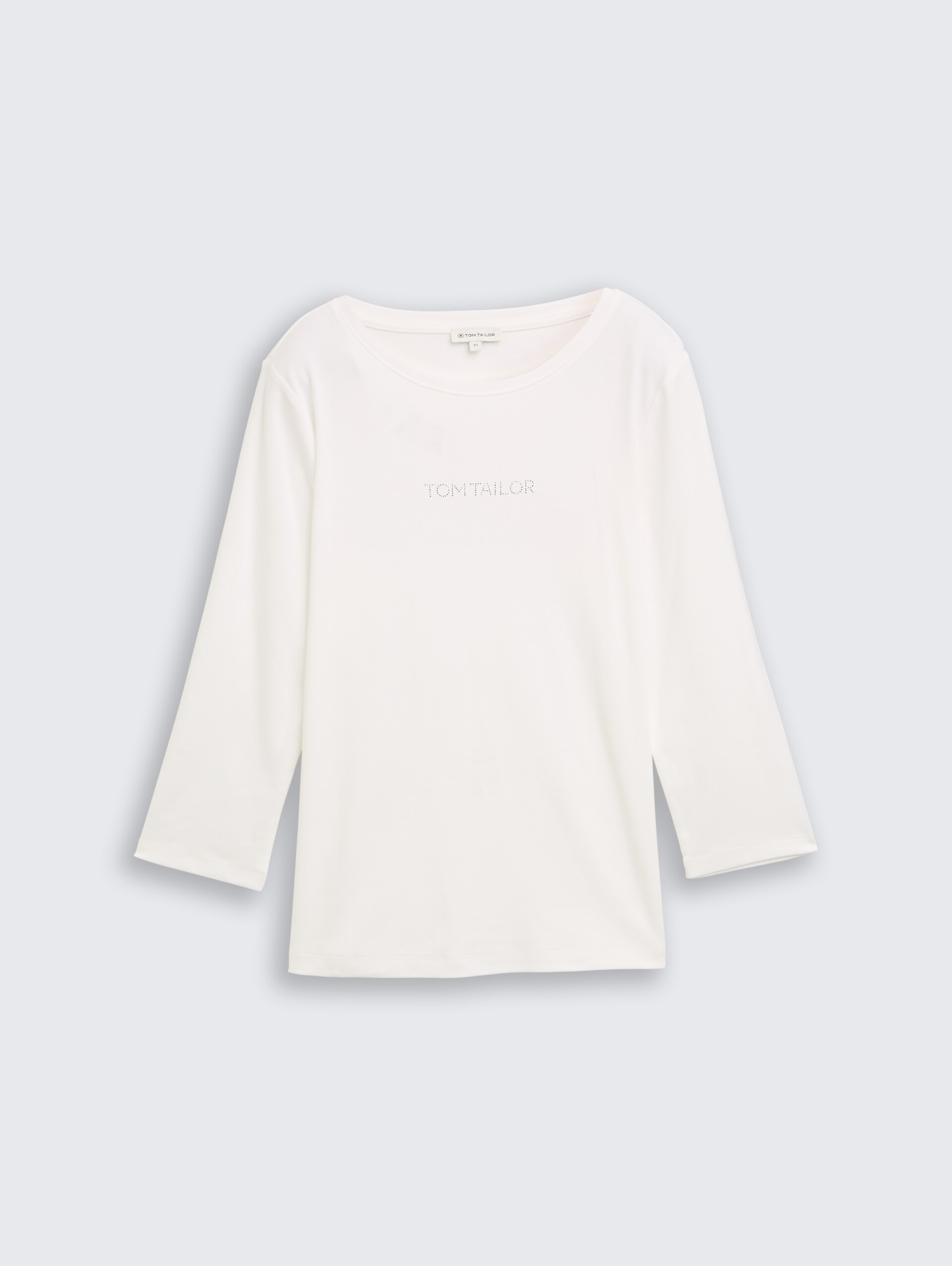 Slim Fit Langarmshirt mit Glitzer-Logo - Whisper White - Vorder-Produkt-Ansicht