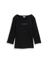 Sélectionné, T-shirt à manches longues slim fit avec logo pailleté par Tom Tailor, noires