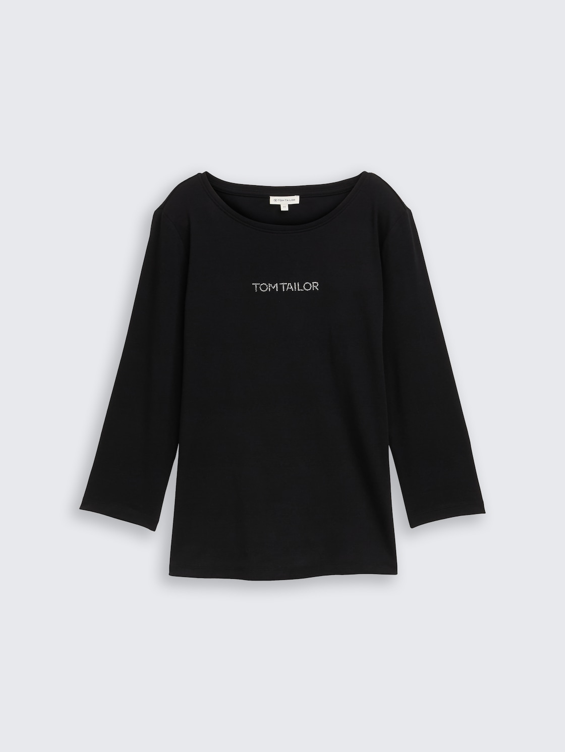 Slim Fit Langarmshirt mit Glitzer-Logo - deep black - Vorder-Produkt-Ansicht