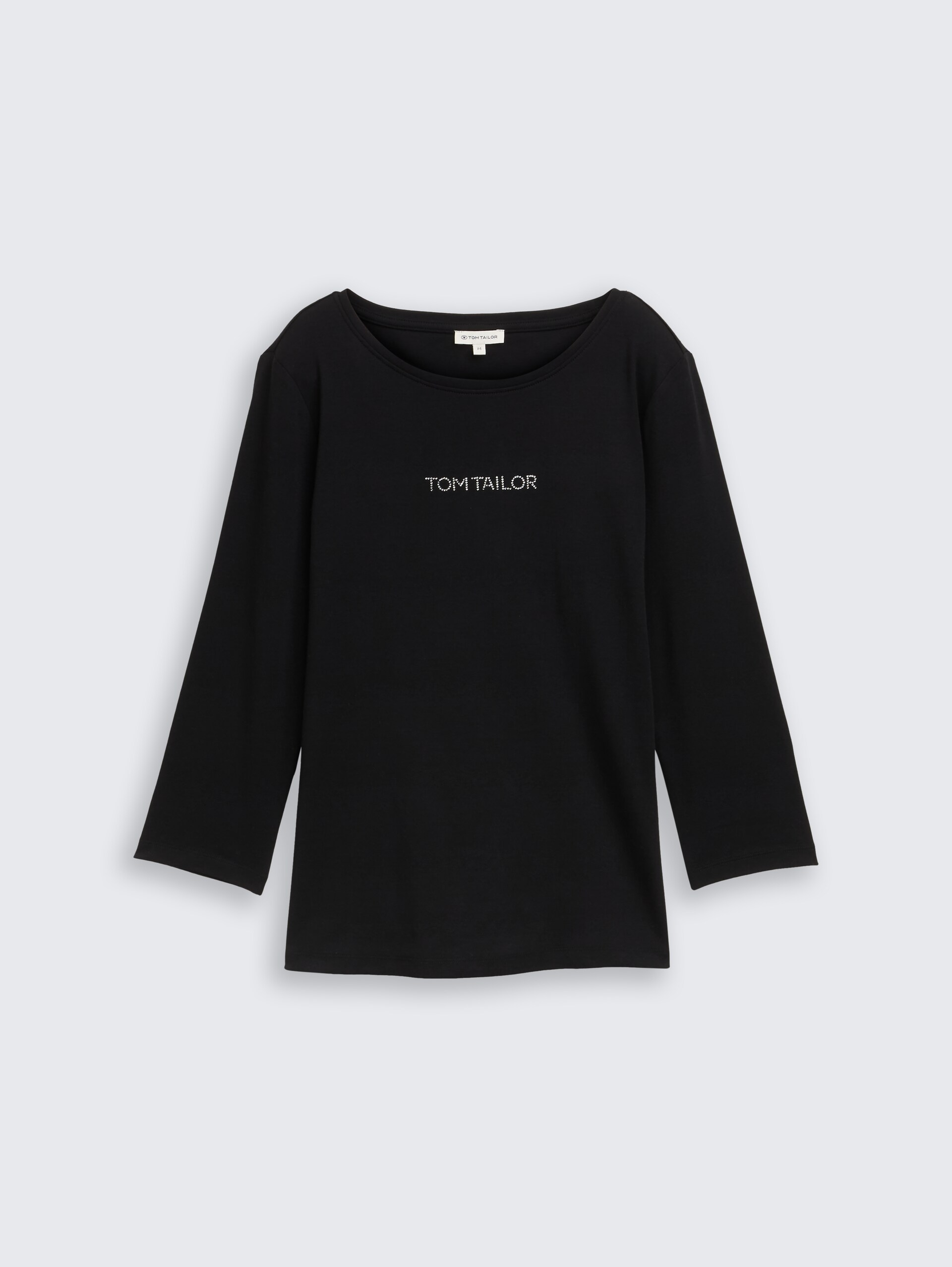 Slim Fit Langarmshirt mit Glitzer-Logo - deep black - Vorder-Produkt-Ansicht