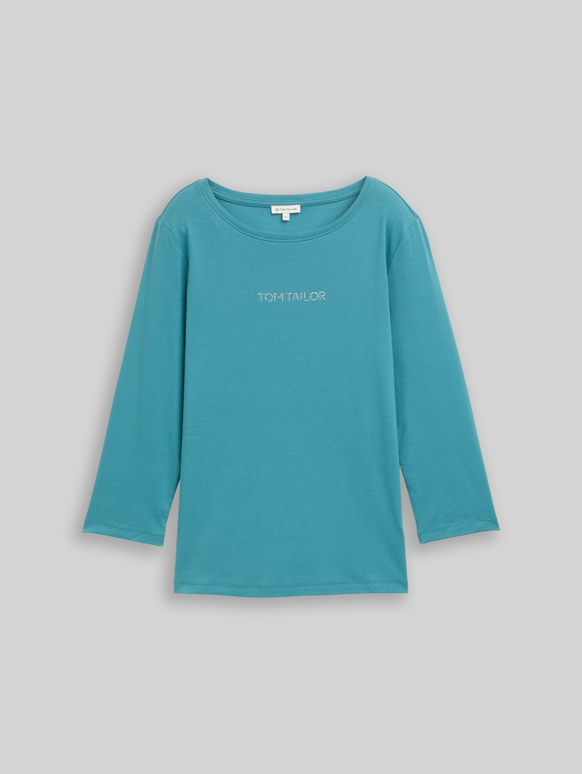 Slim fit long-sleeved shirt with glitter logo - tropical teal - Front product view
