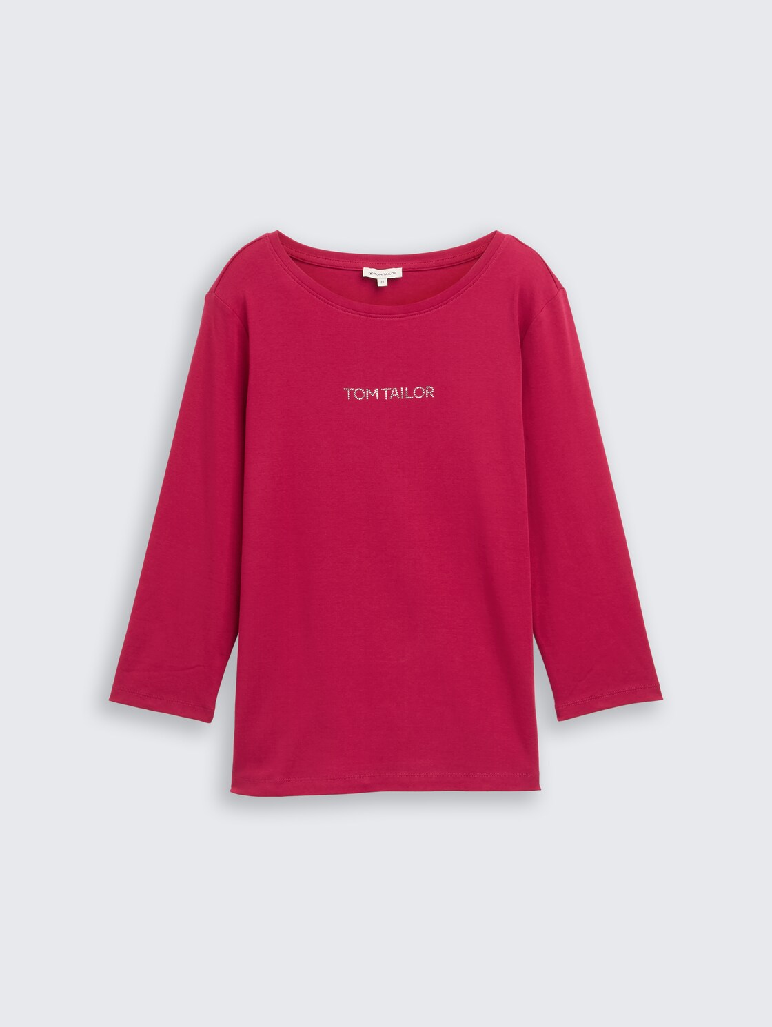 Slim Fit Langarmshirt mit Glitzer-Logo - dark pink - Vorder-Produkt-Ansicht