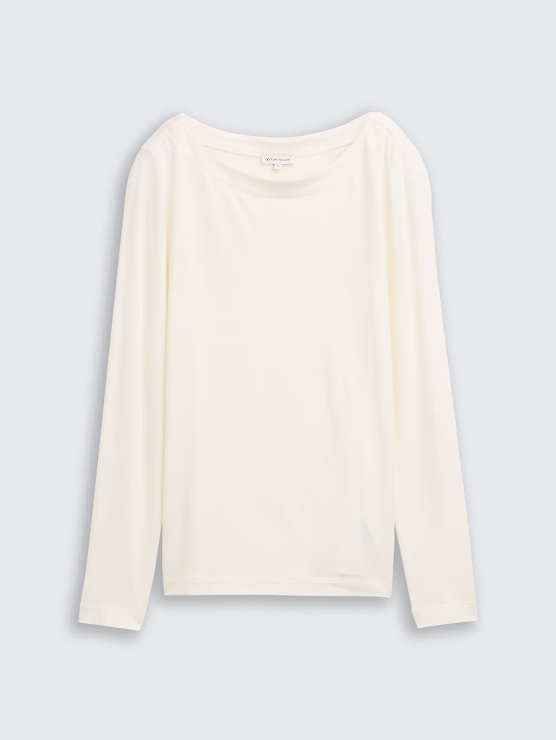 Slim Fit Langarmshirt mit U-Boot-Ausschnitt - Whisper White - Vorder-Produkt-Ansicht