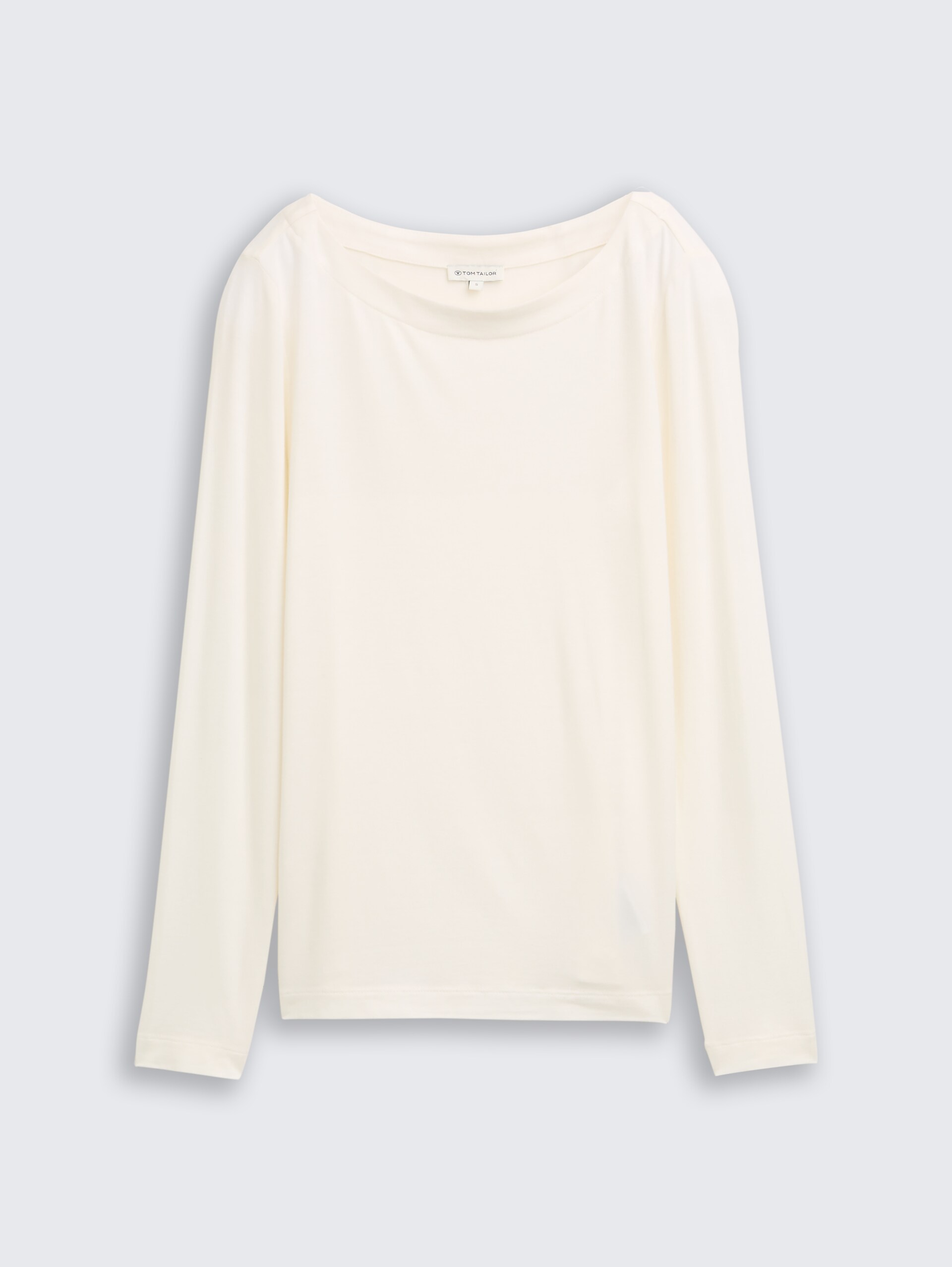 Slim Fit Langarmshirt mit U-Boot-Ausschnitt - Whisper White - Vorder-Produkt-Ansicht