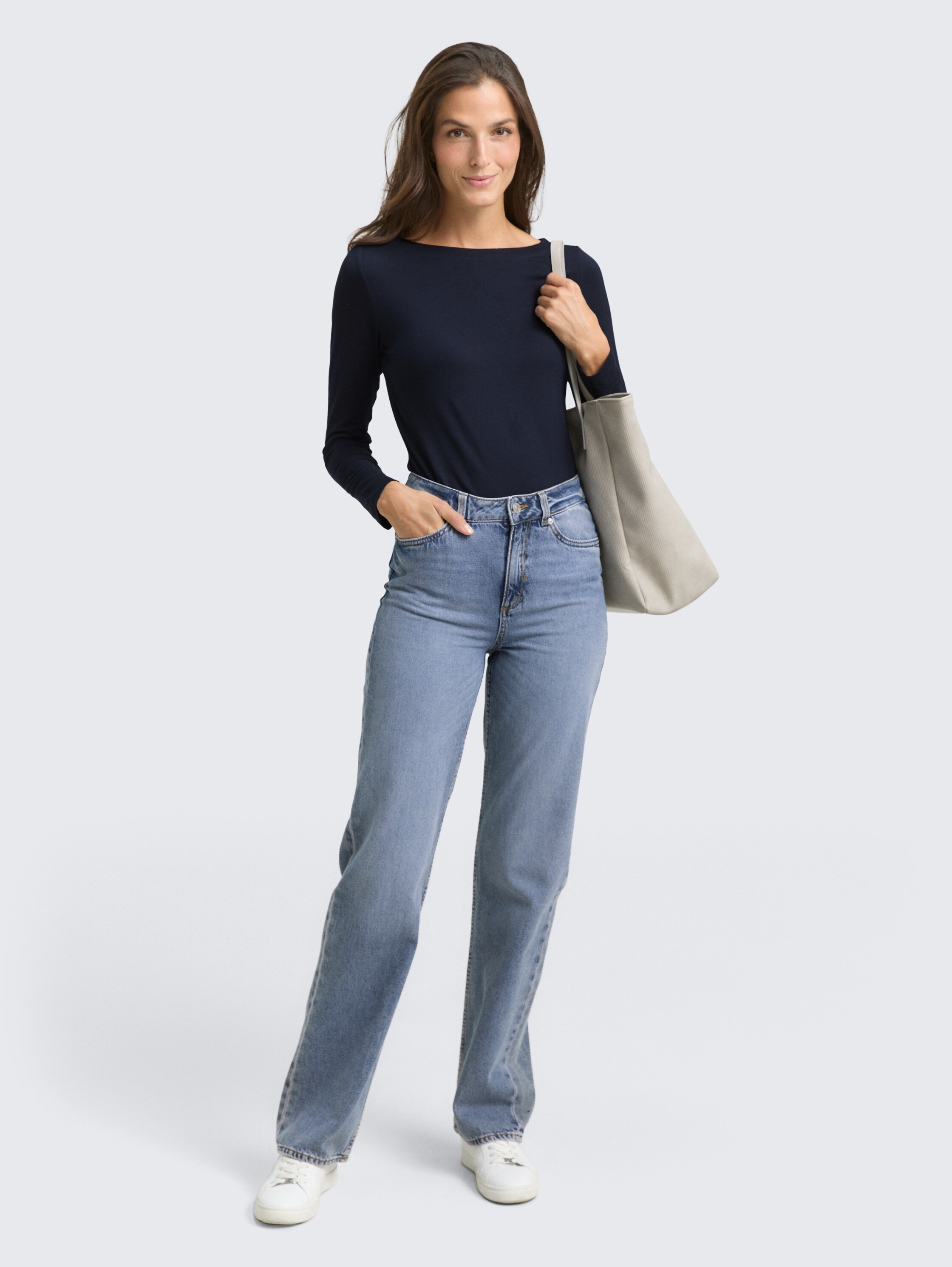 Slim Fit Langarmshirt mit U-Boot-Ausschnitt - sky_captain_blue_1 - 