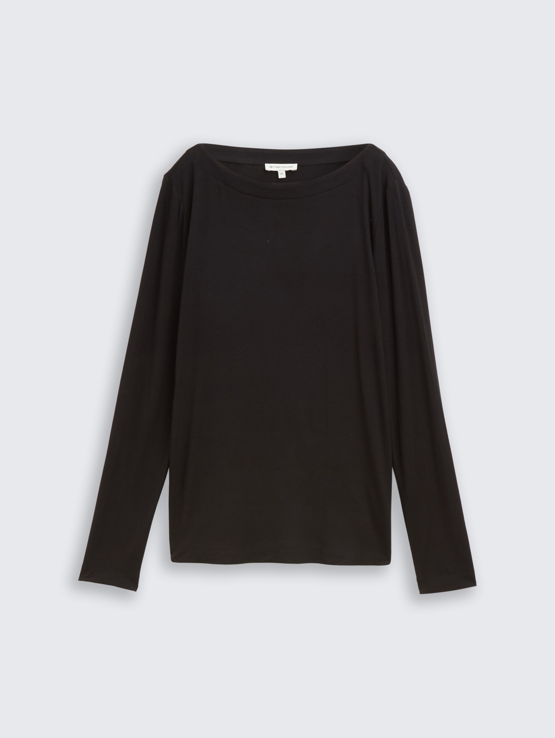 Slim Fit Langarmshirt mit U-Boot-Ausschnitt - deep black - Vorder-Produkt-Ansicht