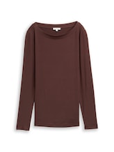 Sélectionné, T-shirt à manches longues slim fit avec encolure bateau par Tom Tailor, brunir