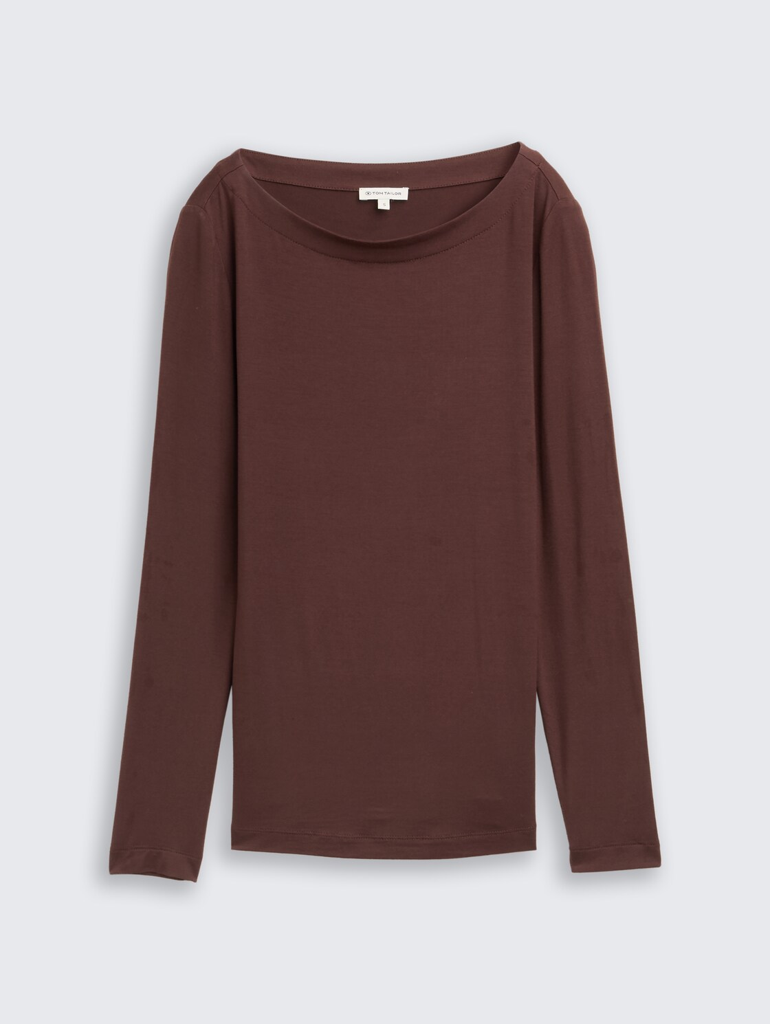 Slim Fit Langarmshirt mit U-Boot-Ausschnitt - dark pecan brown - Vorder-Produkt-Ansicht