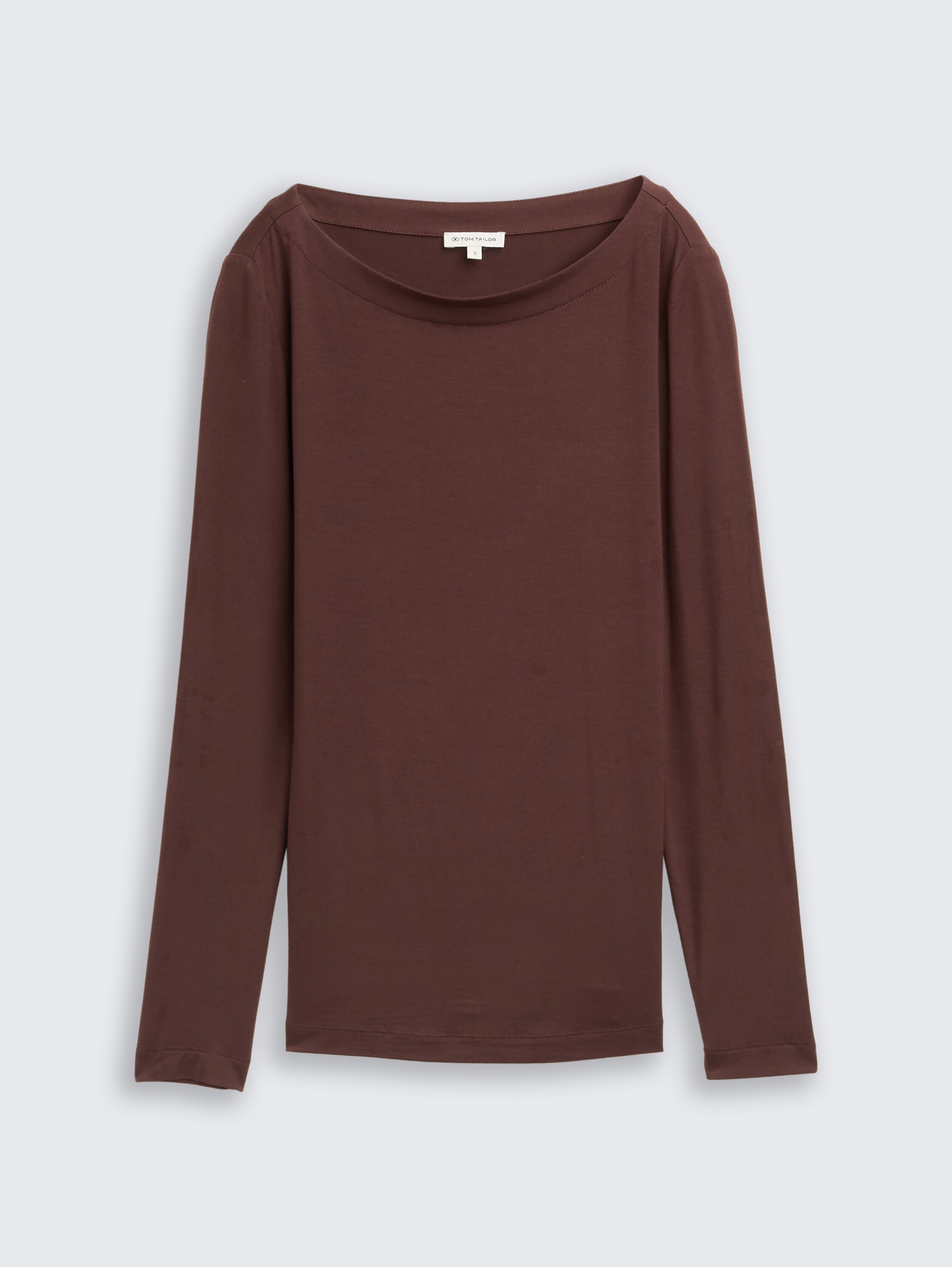 Slim fit shirt met lange mouwen en boothals - dark_pecan_brown - 