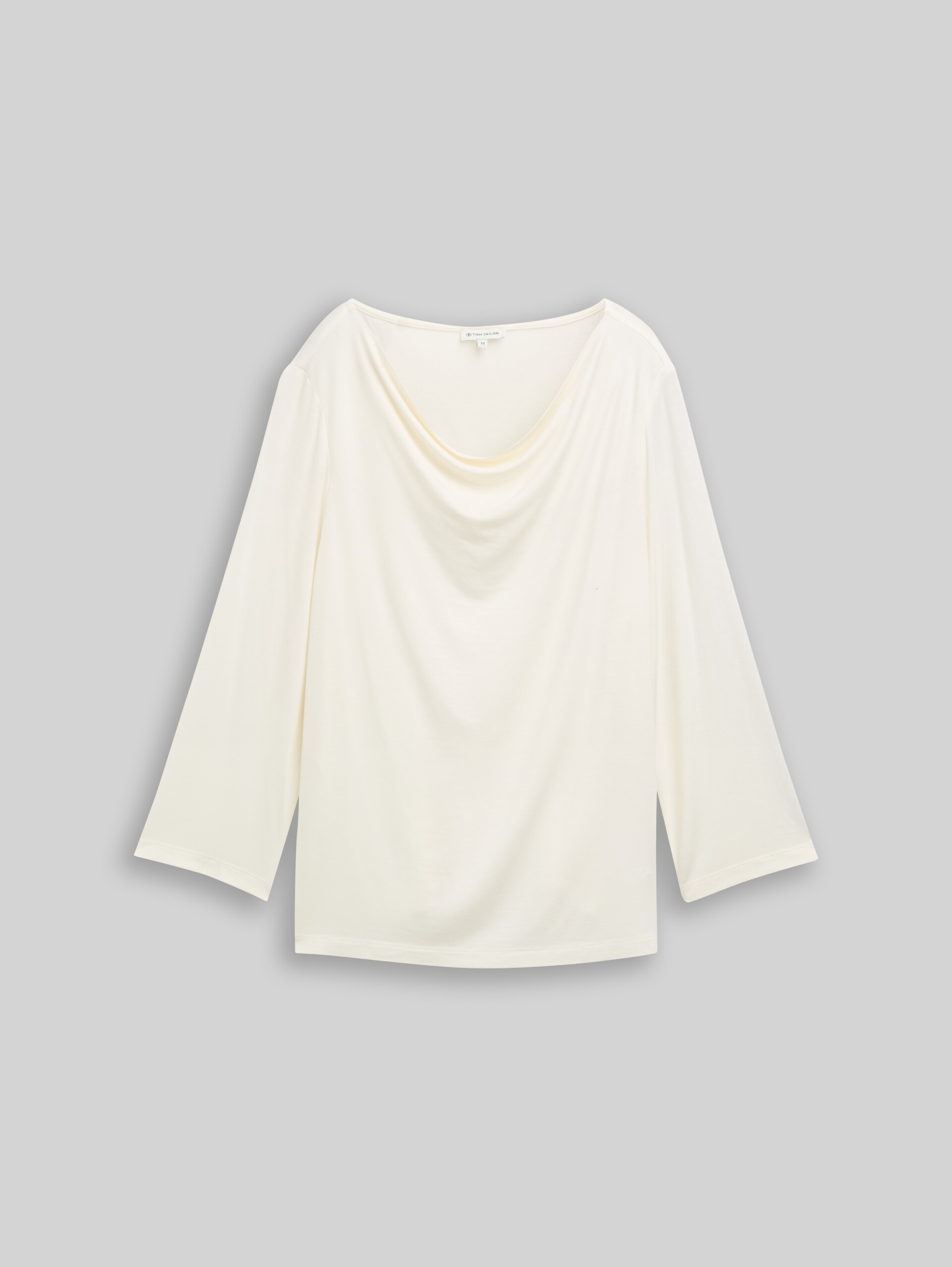 Long-sleeved shirt with cowl neck - Whisper White - Front product view