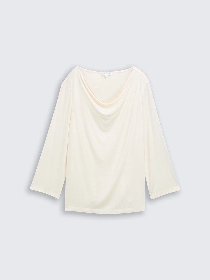 Langarmshirt mit Wasserfallkragen von Women, Whisper White