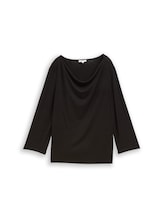 Nicht ausgewählt, Langarmshirt mit Wasserfallkragen von , schwarz