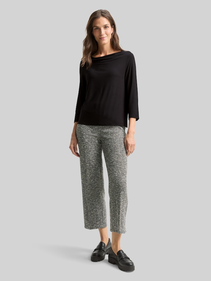 Langarmshirt mit Wasserfallkragen von Women, deep black