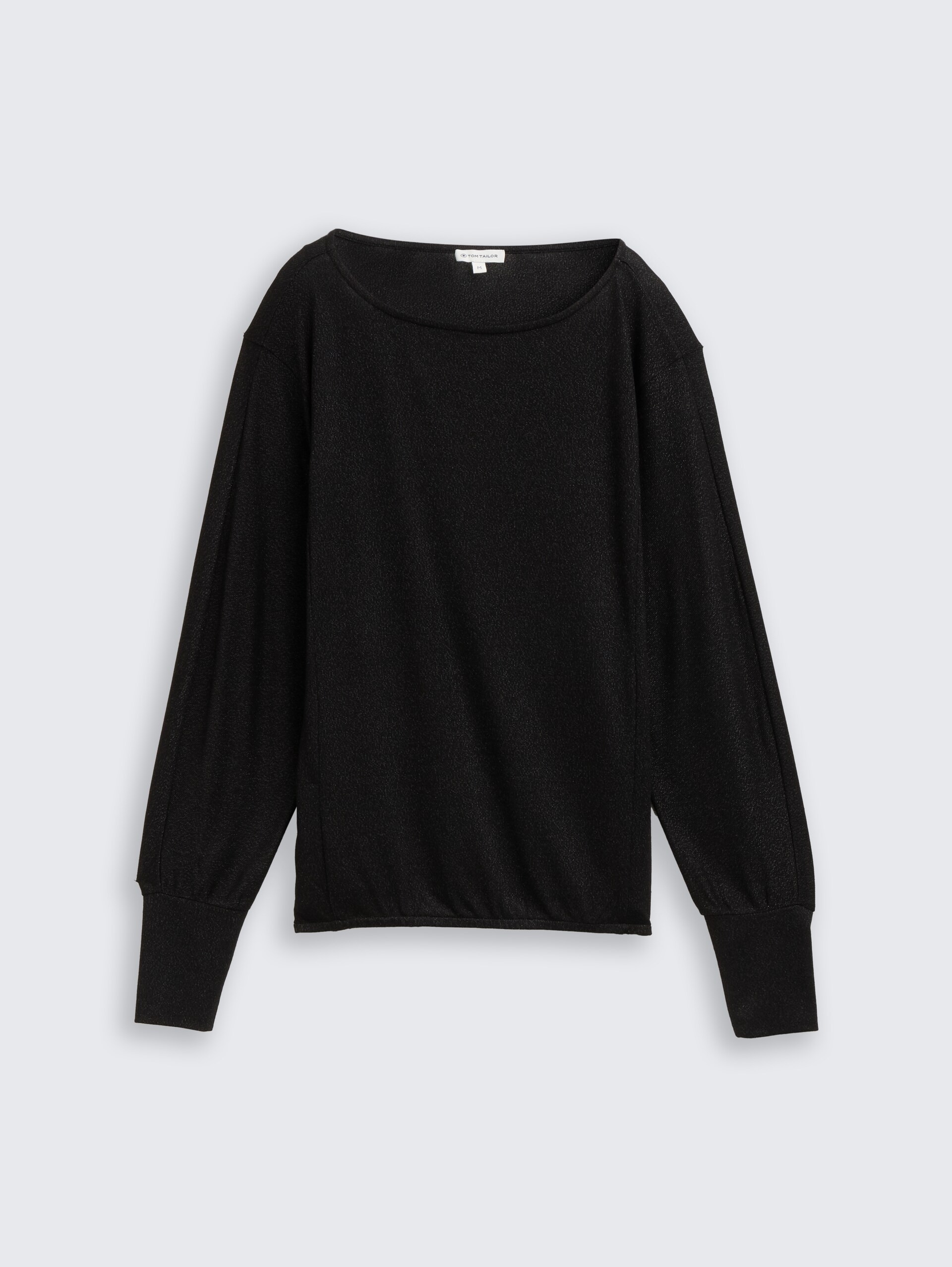Loose Fit Langarmshirt mit Glitzer-Effekt - deep black - Vorder-Produkt-Ansicht