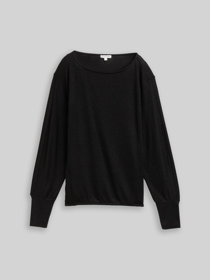 Loose Fit Langarmshirt mit Glitzer-Effekt von Women, deep black