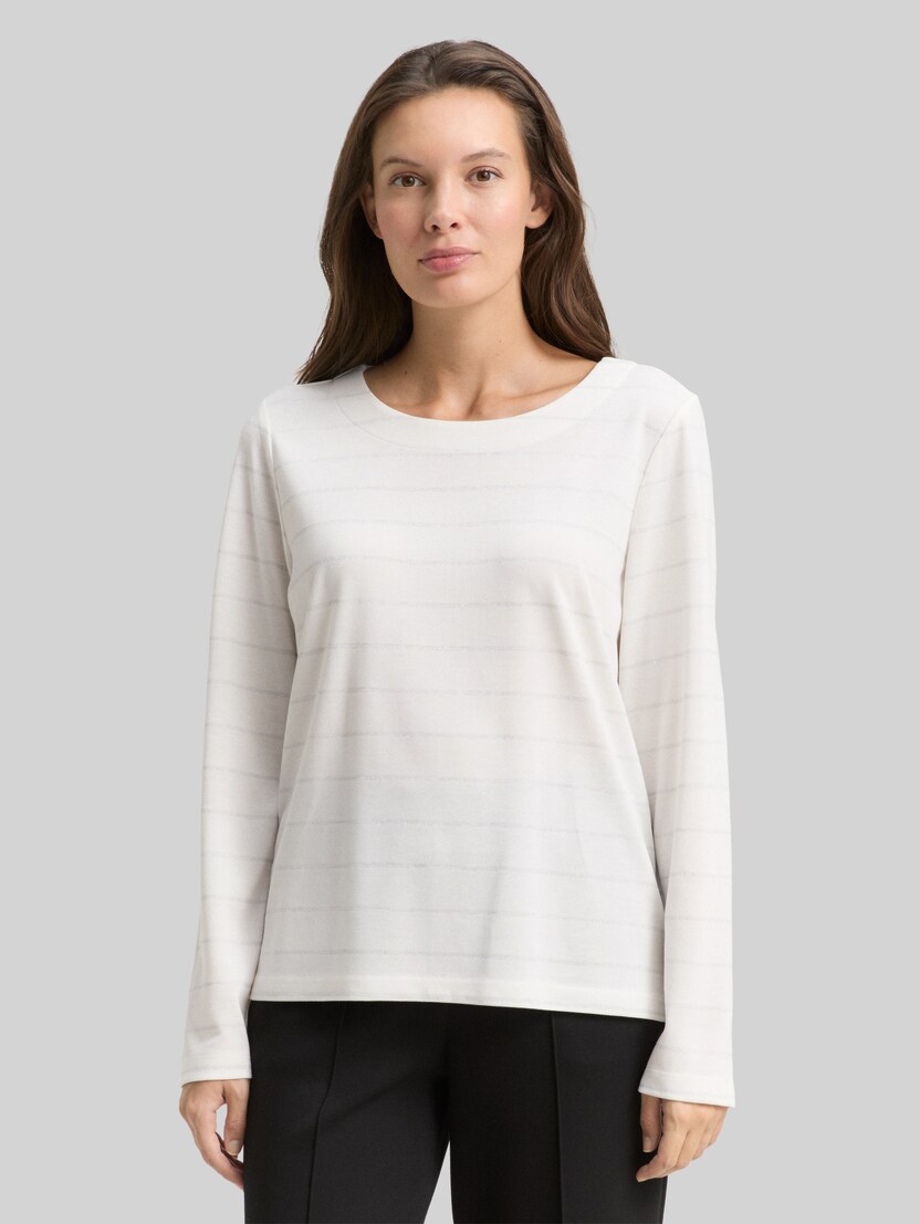 Langarmshirt mit Glitzer-Streifenmuster von Women, white stripe with lurex