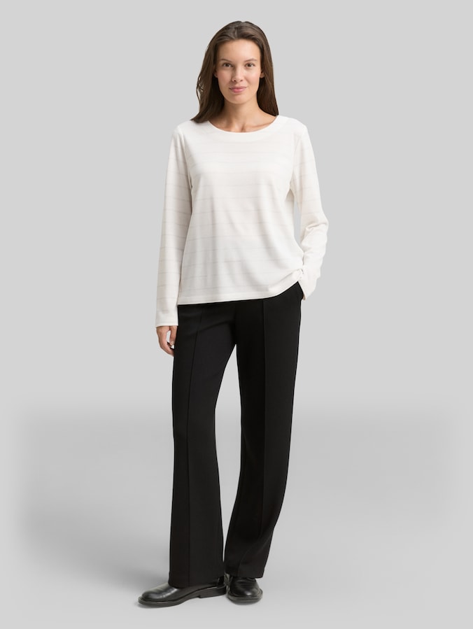 Shirt met lange mouwen en glitterstrepen door Women, white stripe with lurex