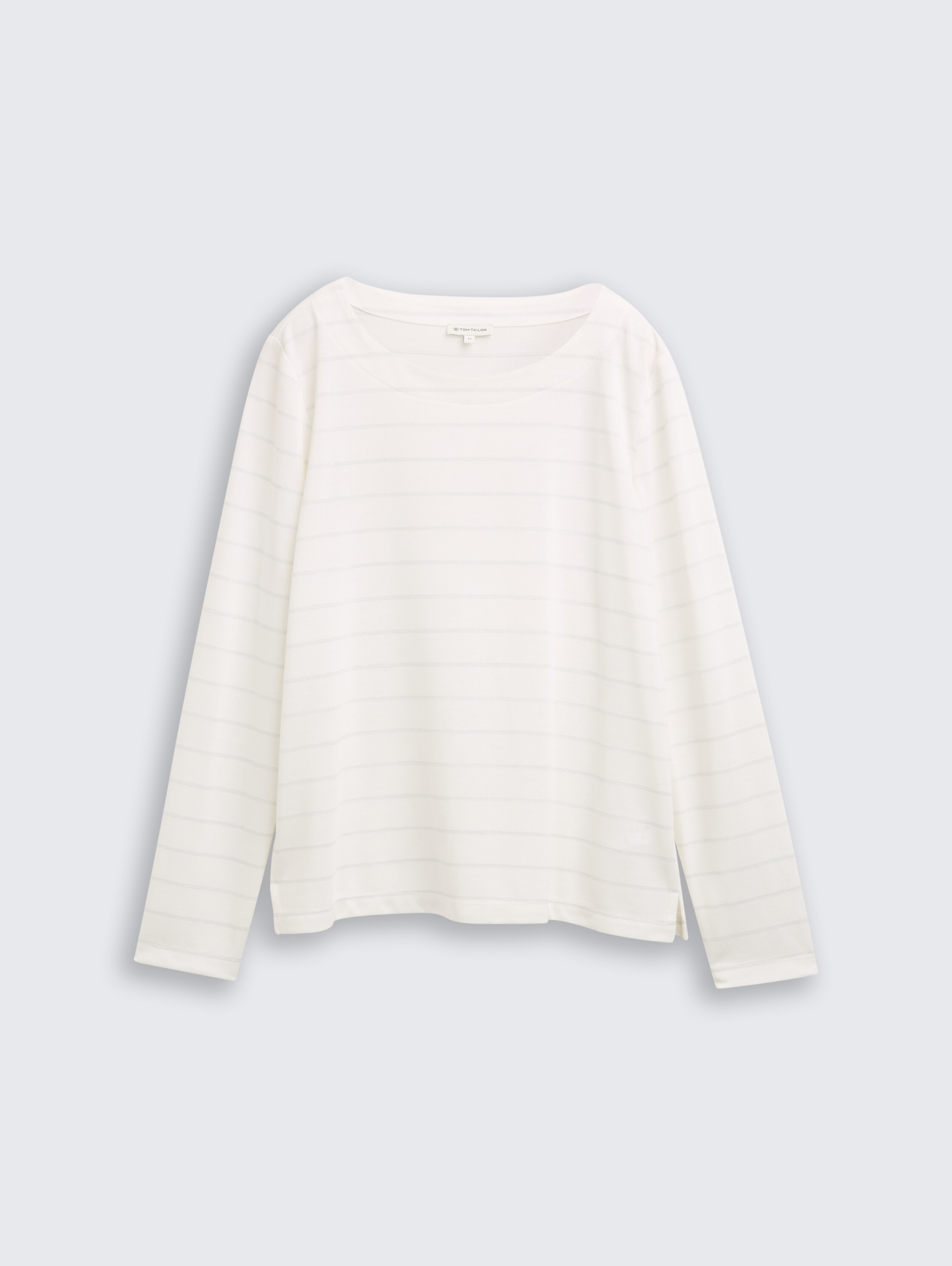 T-shirt à manches longues avec motif à rayures pailletées - white stripe with lurex - Vue de face du produit